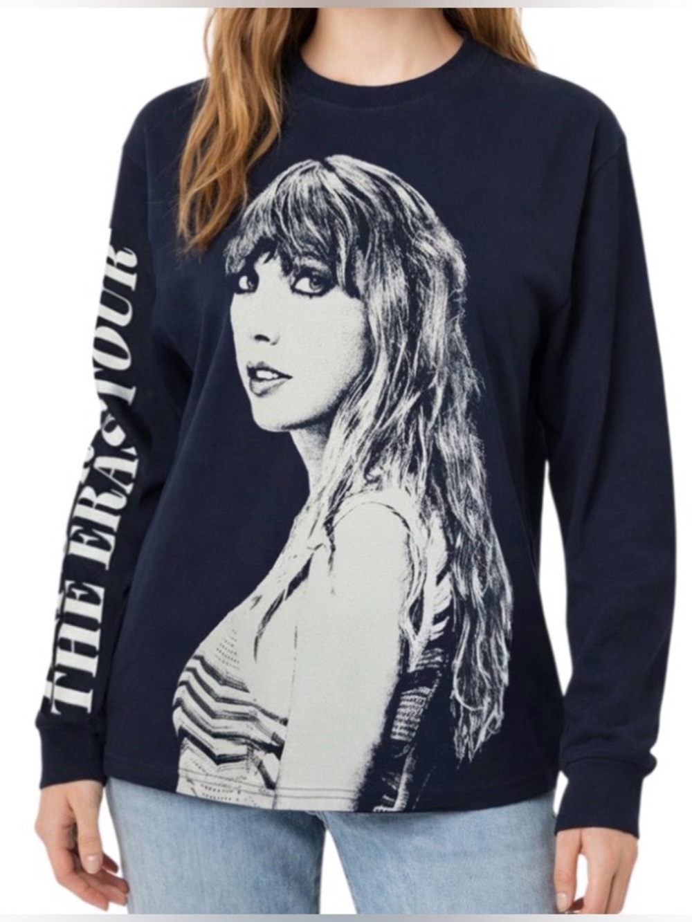 Taylor Swift The Eras Tour Graphic Long Sleeve Tee Navy Blue Size XS